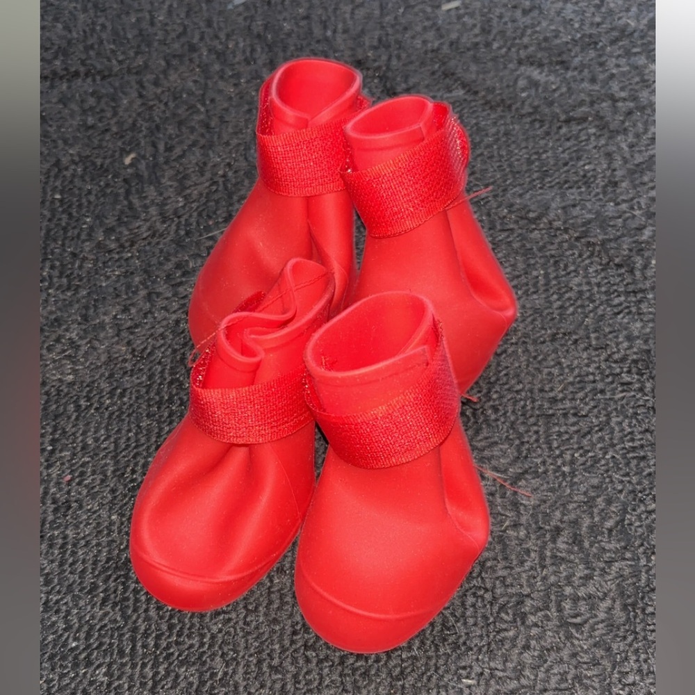 Red silicone boots for small dogs
